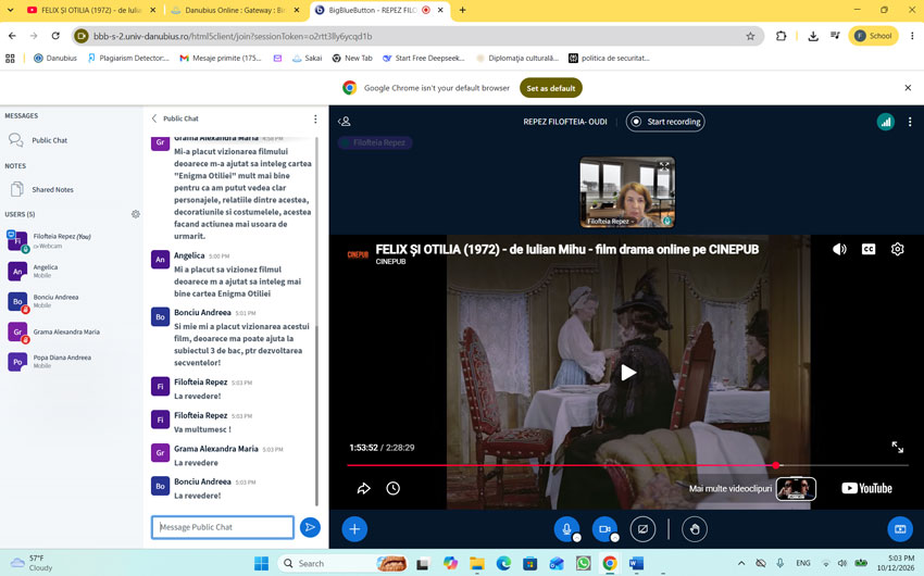 Valorificarea operei literare prin intermediul ecranizării în cadrul proiectului OUDI – „Oportunități Universitare pentru Diversitate și Integrare”