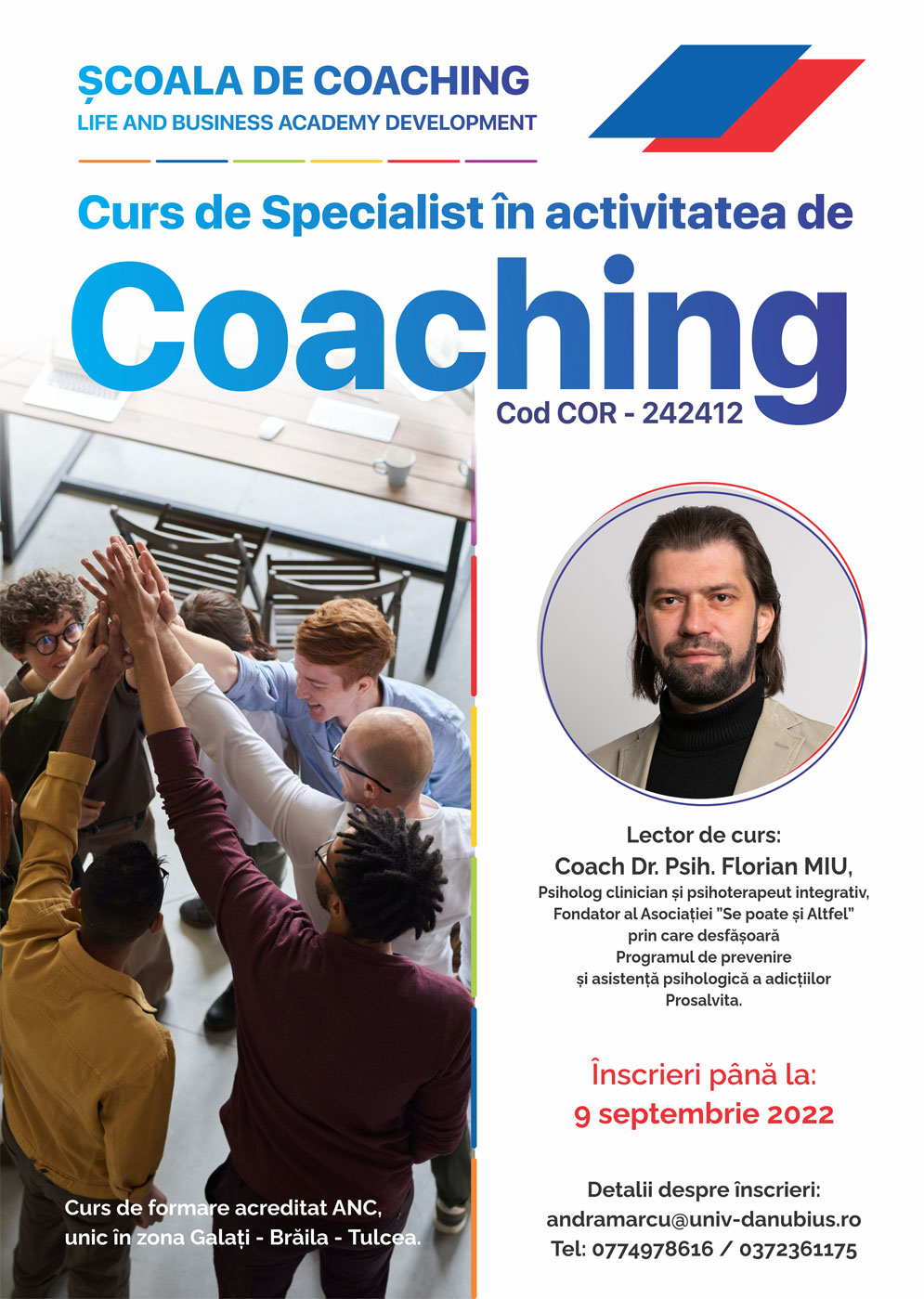 Un nou curs de formare - Specialist în activitatea de Coaching - cod COR 242412