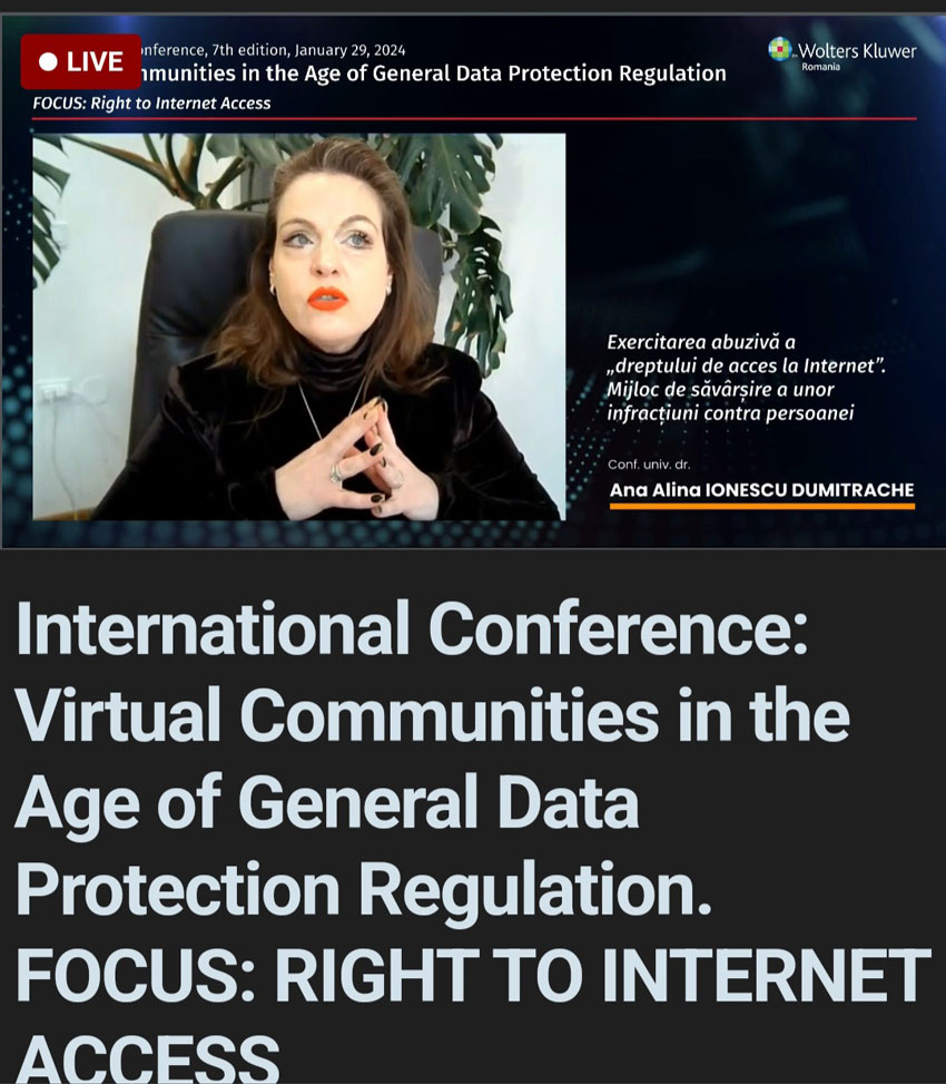 "Dreptul de acces la Internet", tema centrală a Conferinței Internaționale „Virtual Communities in the Age of General Data Protection”