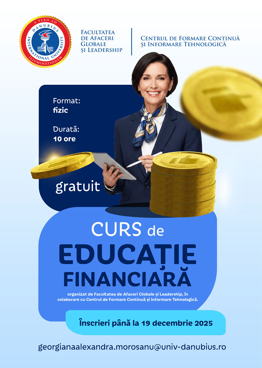 Universitatea Internațională Danubius organizează un curs gratuit de Educație Financiară! 
