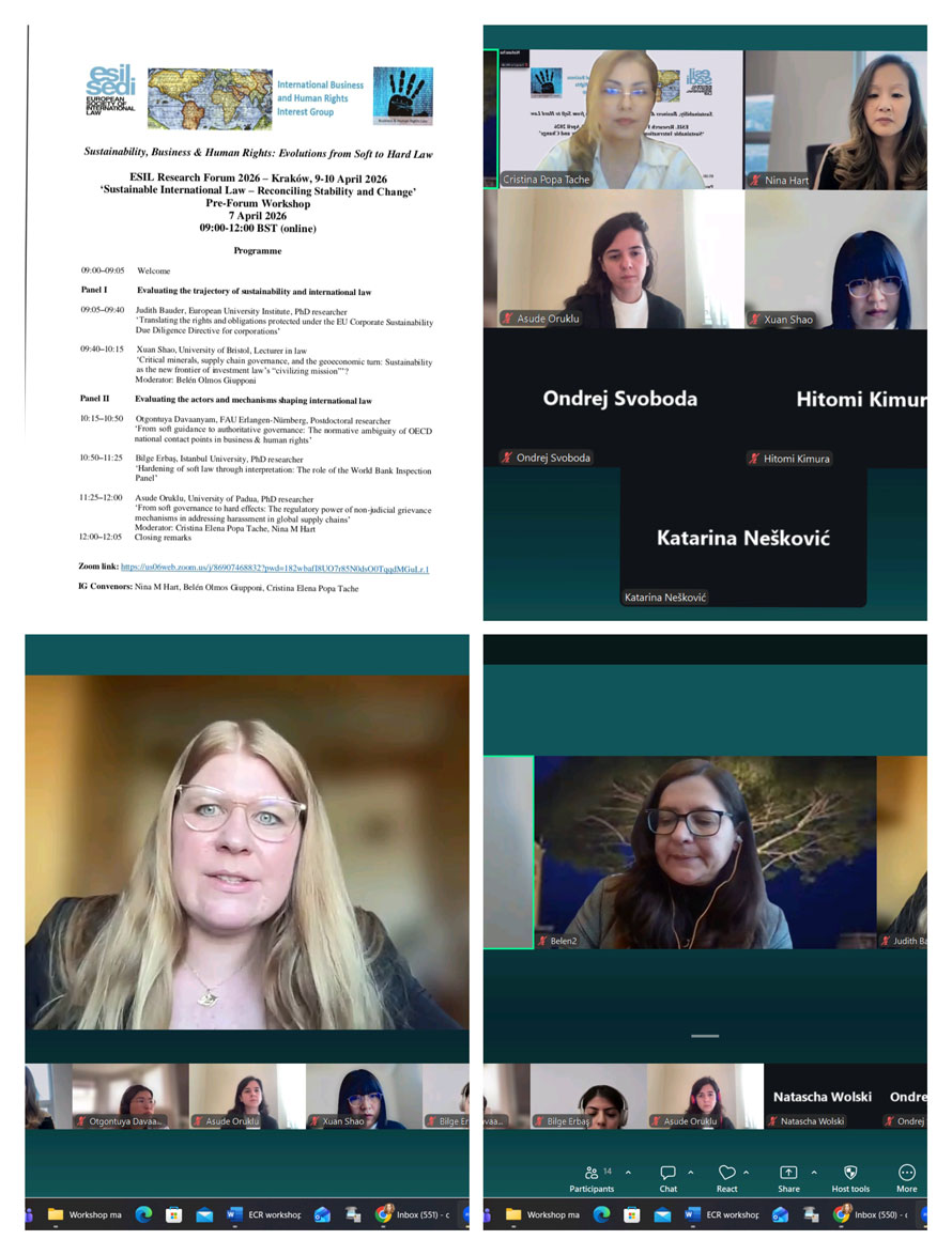 Workshop de excelență în cadrul ESIL Research Forum 2026: Sustainability, Business & Human Rights