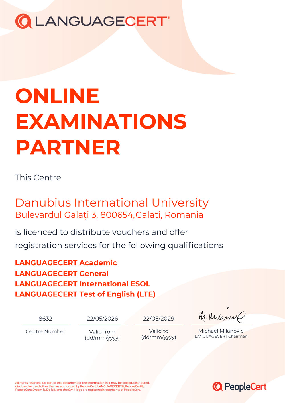 Danubius International University – Online Examination Partner Centre for LanguageCert International Language Certifications